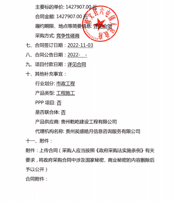 陆丰村下寨200亩水稻基地防洪灌溉沟渠修建项目合同公告